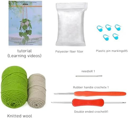 KyeeaDIY Crochet Kit for Beginners, Crochet Starter Kits, Hanging Potted Plants Knitting Crocheting Kits with Step-by-Step Video Tutorials, Complete Crochet Kit for Adults Decoration (Hanging Plants) - Image 2