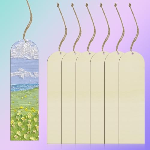 100 PCS Arch Unfinished Wood Bookmarks with 10M Rope - Image 4
