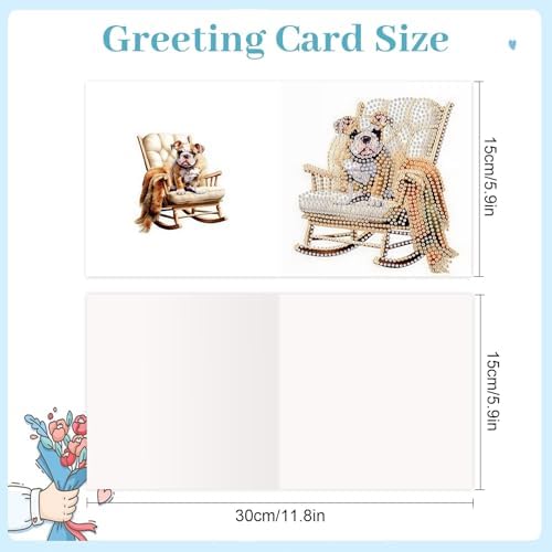 Tontut 6pcs Diamond Painting Kit Greeting Card, Sofa Puppy 5D DIY Diamond Handmade Holiday Greeting Card with Envelope, Christmas Gift Congratulation - Image 2