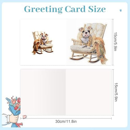 Tontut 6pcs Diamond Painting Kit Greeting Card, Sofa Puppy 5D DIY Diamond Handmade Holiday Greeting Card with Envelope, Christmas Gift Congratulation - Image 2