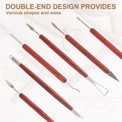 DIYOOHOMY Double-Ended Clay Sculpting Tools Set, 6 Pcs Pottery Carving Tools for Polymer Air Dry Clay, Professional Ceramic Modeling, Trimming, Shaping, DIY Crafts Supplies - Image 3