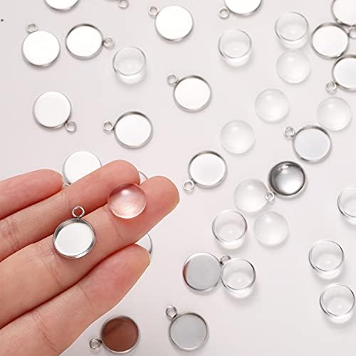 Hicarer 200 Pieces 12 mm Stainless Steel Round Blank Bezel Set - Image 5