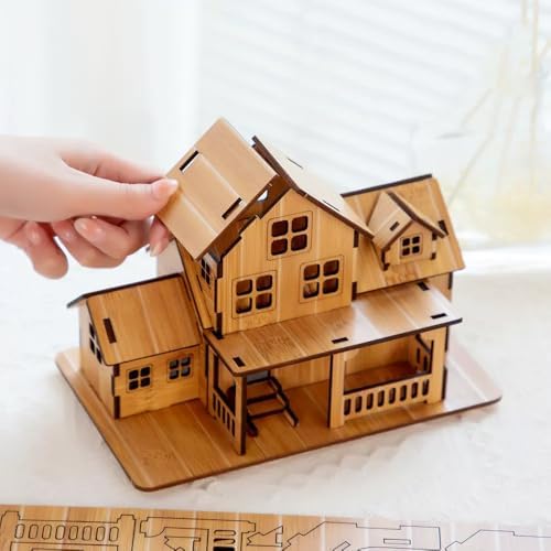Log Cabin 3D Wooden House Puzzle,DIY Mini Building Model Kit，001 - Image 4