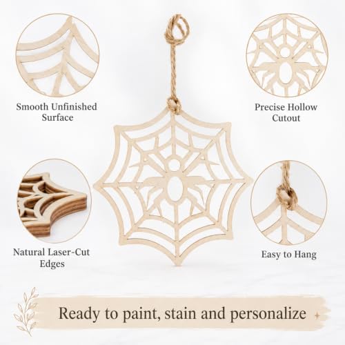 MAQIHAN Wooden Spider Web Craft Kit 30PCS – DIY Halloween Hanging Decor - Image 5