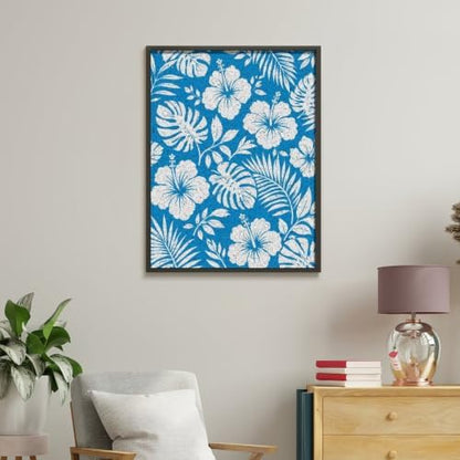 Bozfoxa Paint by Numbers Kit for Adults Beginner Blue Tropical Floral - Image 4