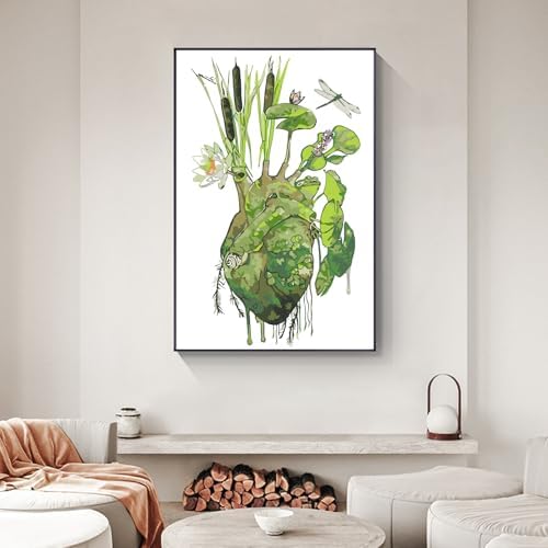 Yezavesu Framed Paint by Numbers Kit for Adults Beginner & Kids Ages 8-12, Heart Paint by Numbers with Frame, DIY Number Painting for Adults Abstract Green Plant for Home Wall Decor Gift 8X 12 inch - Image 7