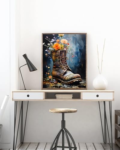 5DDIYART Boot Flowers Paint by Numbers for Adults Beginner, Paint by Number Kits on Canvas, Paint by Easy Acrylic Painting Home Wall Decor 16x20inch - Image 5