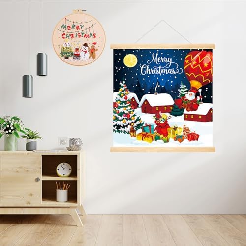 Konrisa Embroidery Kits Merry Christmas Pattern Embroidery Starter Kits for Adults Beginner DIY Sewing Needlepoint Cross Stitch Practice Kit Christmas Home Decoration Handmade Gifts - Image 7
