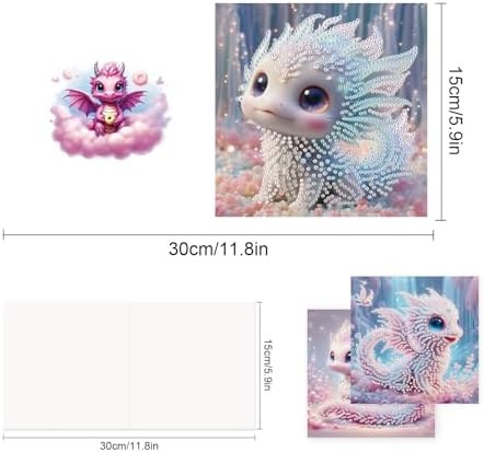 TDFERAN Diamond Painting DIY Beautiful Greetings Cards Set of 6 with Envelopes Paint by Numbers Kit for Adults Blank Note Cards Perfect Stationary Set for All Occasions Thinking of You Cards Dragon - Image 2