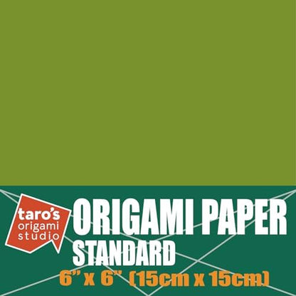[Taro's Origami Studio] Standard 6 Inch One Sided Single Color (Green) 50 Sheets (All Same Color) Square Easy Fold Premium Japanese Paper for Beginner (Made in Japan) - Image 2
