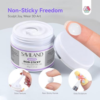 SAVILAND 60 g Solid Builder Nail Gel Kit Non Sticky, White - Image 3
