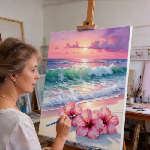 BYGFHLYW Beach Flower Paint by Numbers Kit for Adults Beginners 12x16In - Image 5