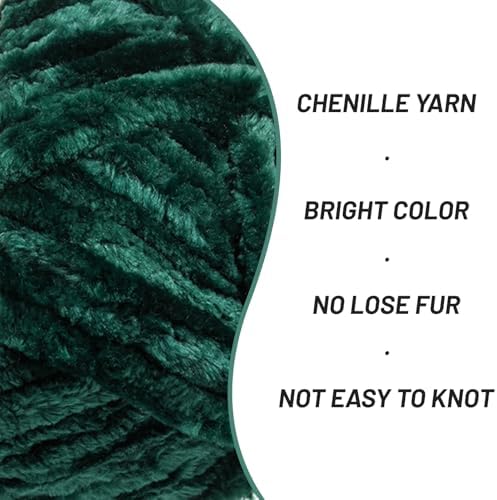 Chenille Velvet Soft Yarn Dark Green 1 Pack - Image 2