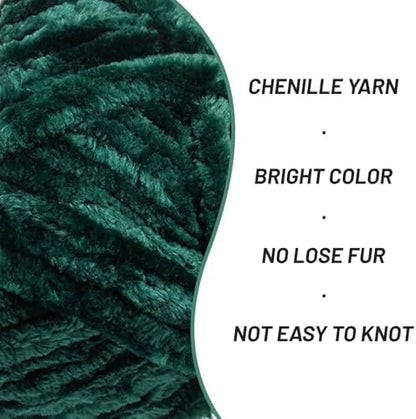 Chenille Velvet Soft Yarn Dark Green 1 Pack - Image 2