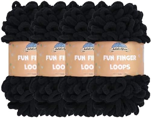 JubileeYarn Fun Finger Loops Yarn - Black - 4 Skeins by BambooMN