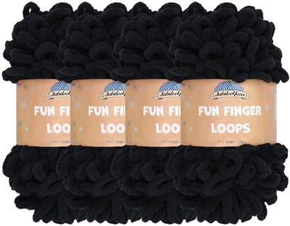 JubileeYarn Fun Finger Loops Yarn - Black - 4 Skeins by BambooMN