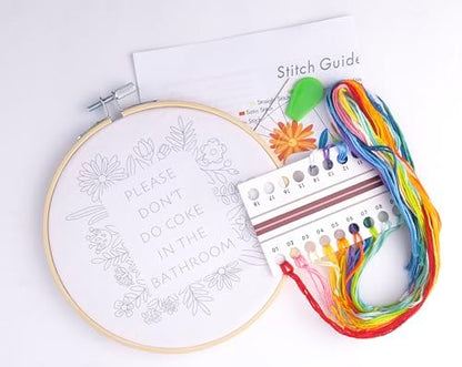 FUNATIC Please Don't Do Coke in The Bathroom Fun Embroidery Kit for Adults - Image 2