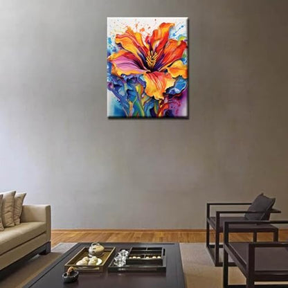 Aihonmin Lris Flower Paint by Number for Adult and Kids Beginner,Floral Canvas Oil Painting Kit Digital Painting,Vintage Watercolor Living Room Decoration,(Without Frame - Image 4