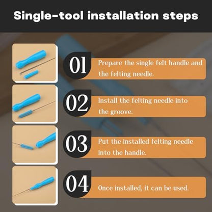 QMNNMA 100Pcs Needle Felting Needles, Needle Felting Tools for Beginners, Wool Felting Needles with 2 Single Needle Handle Fingercots for Wool Projects (L) - Image 4