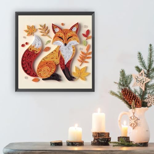 C'eitura Special Shape Fox Diamond Art Painting Kit, Partial Drill Quilling Art with Resin Rhinestones, 11.8x11.8 Inch 5D DIY Animal Series for Home Wall Decor, Unique Gift for Adults - Image 6