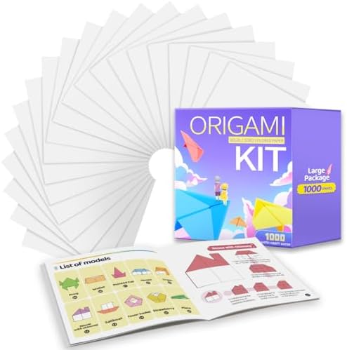 Praisebank White Origami Paper, 1000pcs 6x6 inch, Double Sided Color, Origami Kit with Guide instruction for Crafts by Praisebank