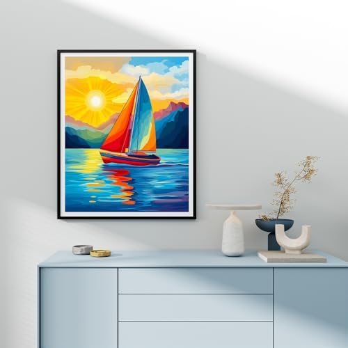 Natuyalo Sailboat Paint by Numbers Kit for Adults - Sunset Landscape Painting by Number on Canvas Without Frame, DIY Acrylic Art Crafts for Ideal Gift Home Wall Decor (16x20 Inch) - Image 4