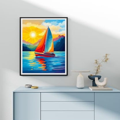 Natuyalo Sailboat Paint by Numbers Kit for Adults - Sunset Landscape Painting by Number on Canvas Without Frame, DIY Acrylic Art Crafts for Ideal Gift Home Wall Decor (16x20 Inch) - Image 4