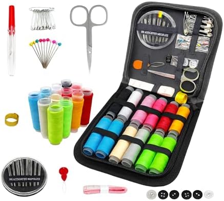 Mini Sewing Kit for Adults & Beginners, Portable Sewing Supplies with, Threads, Buttons & Seam Ripper – Travel & Home Small Sewing Kit with Thread and Needle, Valentine's Day Gift for Mom & Grandma by Unknown