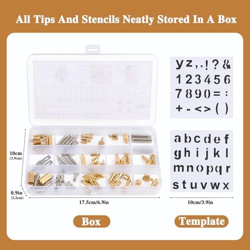 62Pcs Wood Burning Tips, Professional Wood Burning Pen Tips & Stencils Set - Image 3