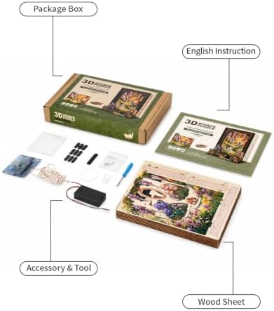 3D Puzzles for Adults-Forest Dreamscape, DIY Book Nook Kit with LED Nightlight, 3D Wooden Puzzles Hummingbird Forest Storybook Puzzle, Home Decor Gift for Adults Book Lovers - Image 2