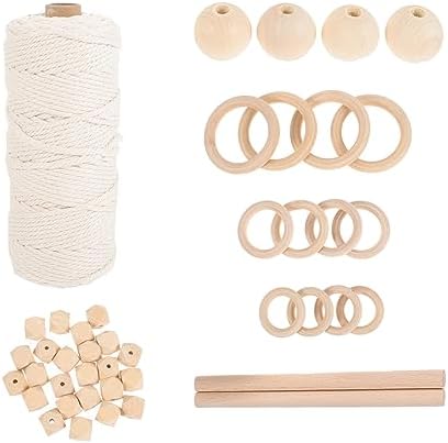 VOSAREA 1set DIY Macrame Kit Handmade Macrame Supplies for Wall Hanging Tapestry Includes Rope Beads Rings for Home Decor and Crafting Enthusiasts by Vosarea