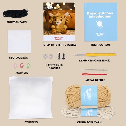 CrochetBox Highland Cow Crochet Kit for Beginners, Easy Craft for Adults - Image 3