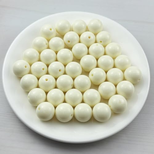 40pcs Acrylic Round Beads for Crafts 18mm Resin Candy Color Spacer Beads with Hole for Jewelry Making Sewing Crafts Decoration Necklaces Bracelets Earrings Supplies(Cream) - Image 2