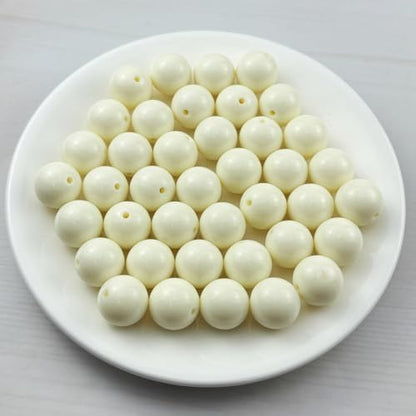 40pcs Acrylic Round Beads for Crafts 18mm Resin Candy Color Spacer Beads with Hole for Jewelry Making Sewing Crafts Decoration Necklaces Bracelets Earrings Supplies(Cream) - Image 2