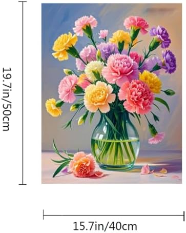 ACANDYL Flower Paint by Numbers Kit for Adults Beginner Paint by Numbers for Adults Carnation Canvas Painting by Number DIY Acrylic Oil Painting on Canvas Arts Craft Decoration 16x20 Inch - Image 5