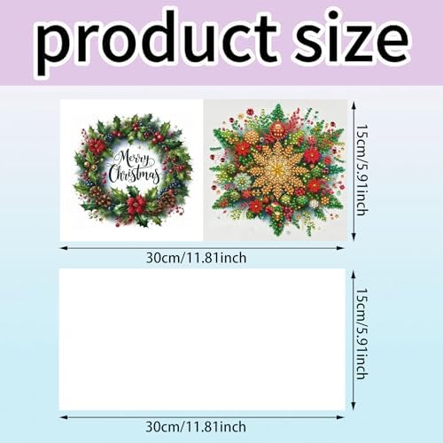 jinglinhh 12pcs Diamond Art Painting Winter Snowflake Christmas Train Greeting Cards with Envelopes, DIY Card Making Kits for Adults, Diamond Art Christmas Cards for Holiday Gifts - Image 2
