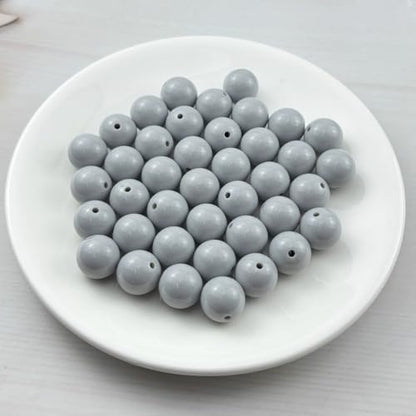 40pcs Acrylic Round Beads for Crafts 16mm Resin Candy Color Spacer Beads with Hole for Jewelry Making Sewing Crafts Decoration Necklaces Bracelets Earrings Supplies(Gray) - Image 2