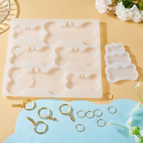 Dog Bone Silicone Mold Pet Tag Silicone Molds DIY Keychain Silicone Molds Kit for Epoxy Resin Crafts Christmas Earring Bracelet Necklace Jewelry Making - Image 7