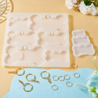 Dog Bone Silicone Mold Pet Tag Silicone Molds DIY Keychain Silicone Molds Kit for Epoxy Resin Crafts Christmas Earring Bracelet Necklace Jewelry Making - Image 7