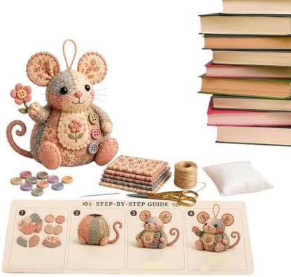 Embroidery Animal Kit with Buttons Fabric Mouse Home Decor by Unknown