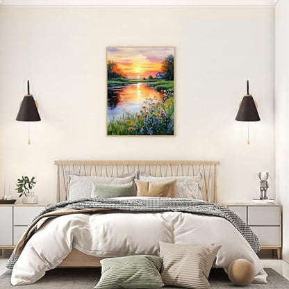 Yunruily Paint by Numbers Kits for Adults - Landscape Paint by Numbers for Adults Canvas,Sunset Paint by Number Adult for Gifts Home Wall Decor 16x20inch - Image 2