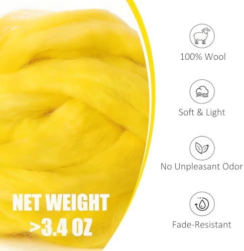 3.4oz Needle Felting Wool Cartoon Yellow for DIY Needle Craft Enthusiasts - Image 2