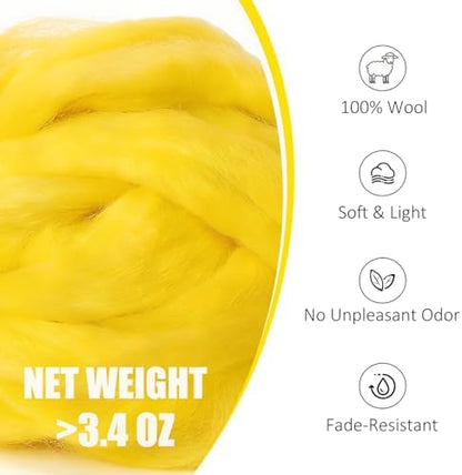 3.4oz Needle Felting Wool Cartoon Yellow for DIY Needle Craft Enthusiasts - Image 2