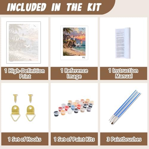 XTCIXAL Paint by Numbers Kit for Adults, Beach - 16X20 Inch - Image 5