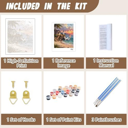 XTCIXAL Paint by Numbers Kit for Adults, Beach - 16X20 Inch - Image 5