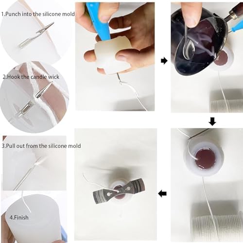 45PCS Candle Making Kit for Candle Drilling&Mold Punching,7.9" Extra Long Big Eye Needle Hand Twist Drill Bits Multi Sizes with Plastic Box,Candle Mold Punch Set with Hook Eye for Inserting Mold Wicks - Image 5