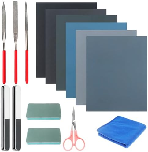 Sakolla15 Pcs Resin Casting Tools Set - Include Sand Papers, Polishing Blocks, Polishing Cloth, Round File, Semicircular File, Flat File and Scissors for Polishing Epoxy Resin Jewelry Making Supplies by Sakolla