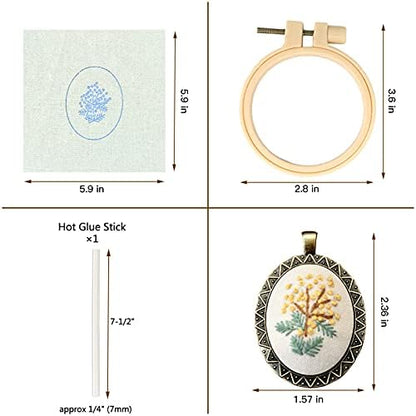 ZOCONE 4 Packs Embroidery Necklace Kits, Embroidery Pendant Kit Mini Cross Stitch Kit with 4 Hoops, Necklace, Pendant, Stamped Pattern Cloth, Instructions, etc., Embroidery Kits for Adults - Image 3