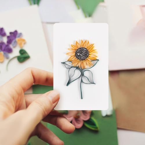 WEBEEDY 20 Sets Paper Quilling Kits for Beginners DIY Flowers Quilling Card Making Kits with 36 Colors Strips, 20 Cards, Paper Quilling Tools and Supplies Home Room Wall Art Decor Creative Gift - Image 6
