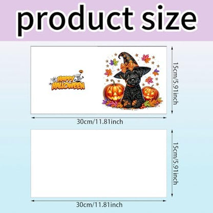 jinglinhh 6pcs Halloween Cloak Dog Pumpkin Diamond Art Painting Greeting Cards with Envelopes, DIY Card Making Kits for Adults, Diamond Art Postcards Christmas Cards Craft Gifts - Image 2